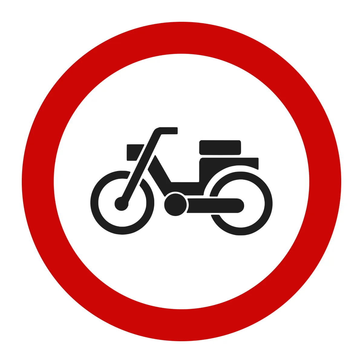 Indicator C6 – Accesul interzis mopedelor, Ø60 cm, Clasa I