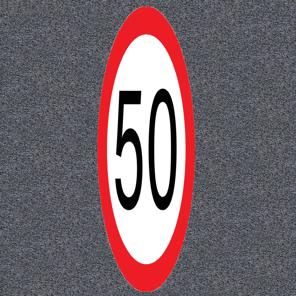 Preformate Termoplastice Aplicate la Cald, Inscripție Limitare de viteză 50 km/h, 100×300 cm