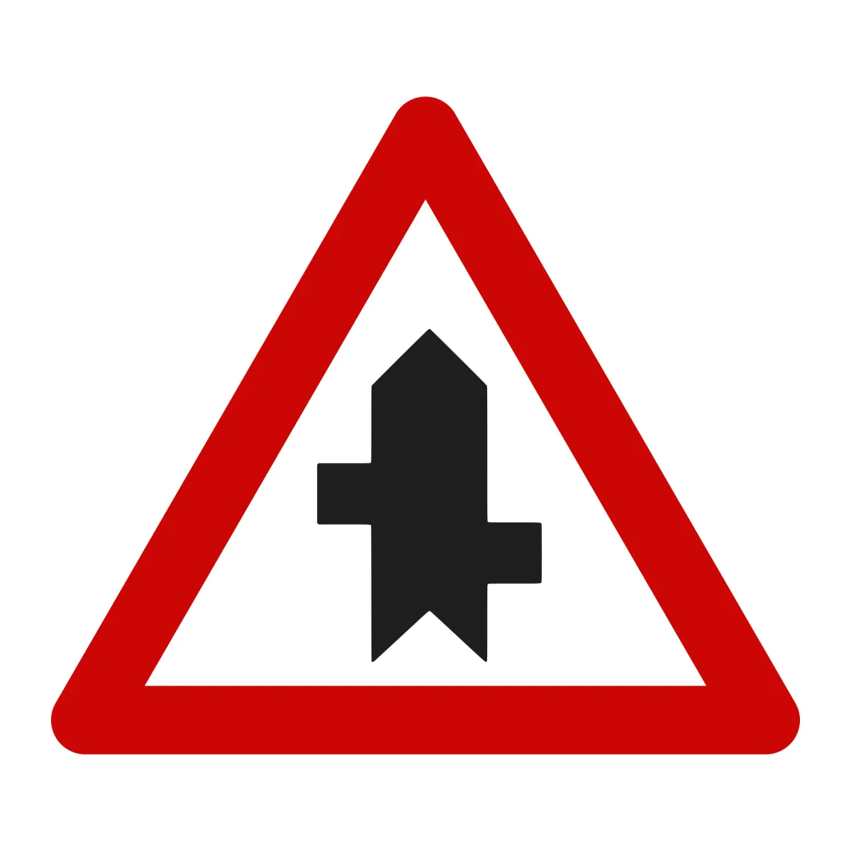 Indicator A37 – Intersecții cu drumuri fără prioritate, decalate (prima pe dreapta), 70 cm, Clasa I