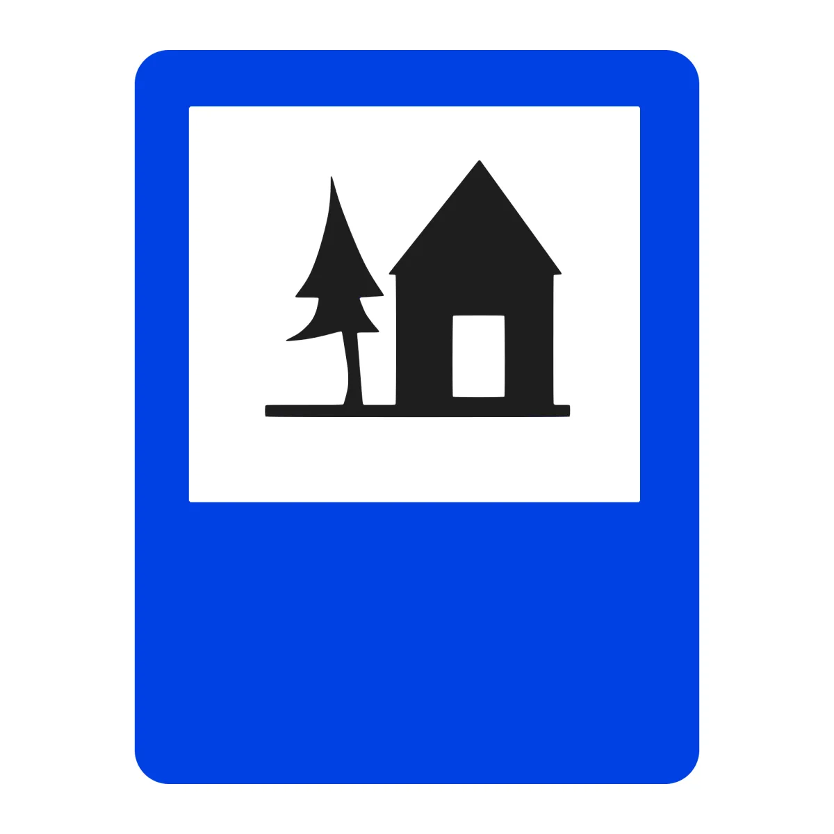 Indicator G28 – Cabană pentru turiști, 50x65 cm, Clasa I