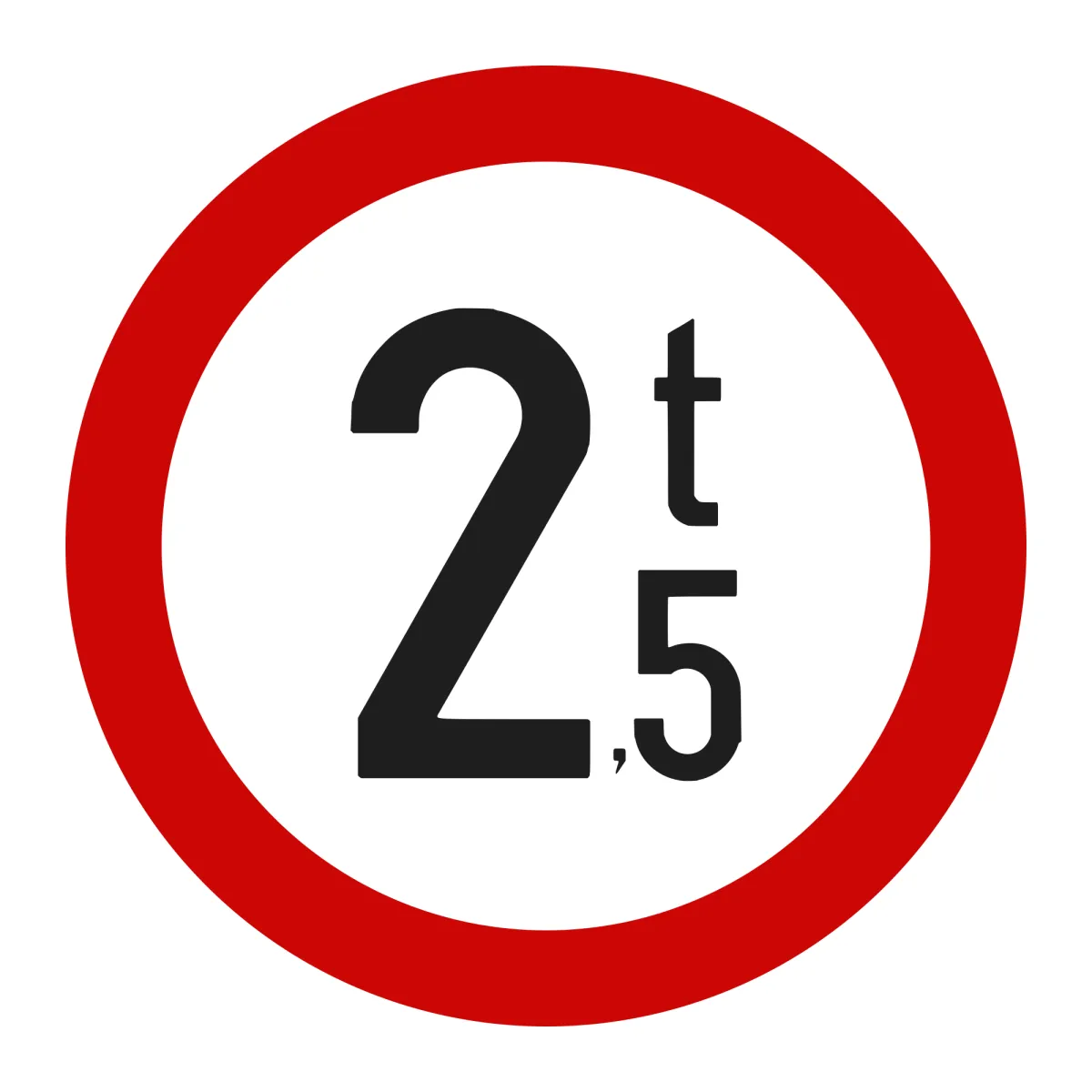 Indicator C18 – Accesul interzis vehiculelor cu masa totală peste 2,5 t, Ø60 cm, Clasa I