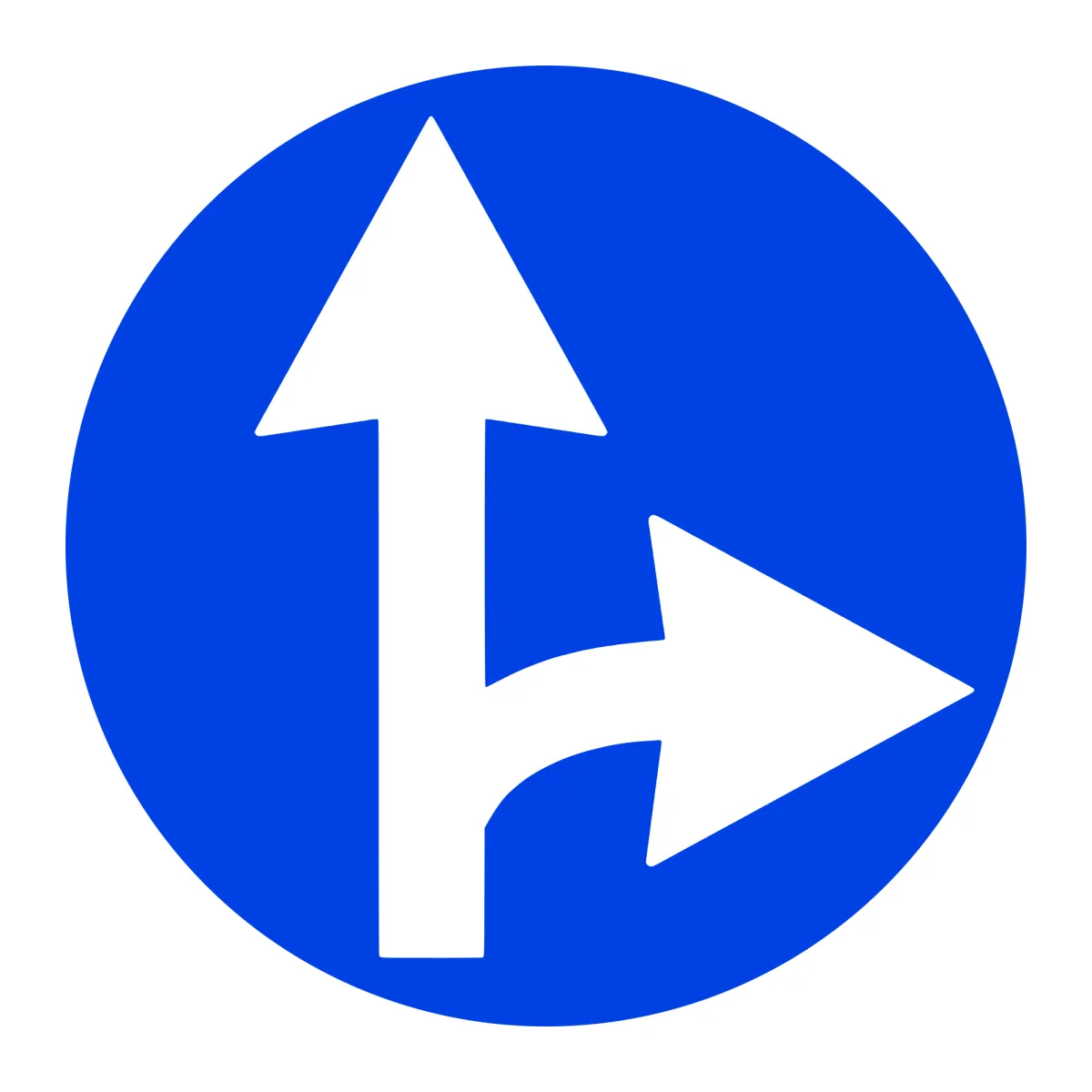 D4 Mandatory Sign – Straight Ahead or Right, Ø60 cm, Class I