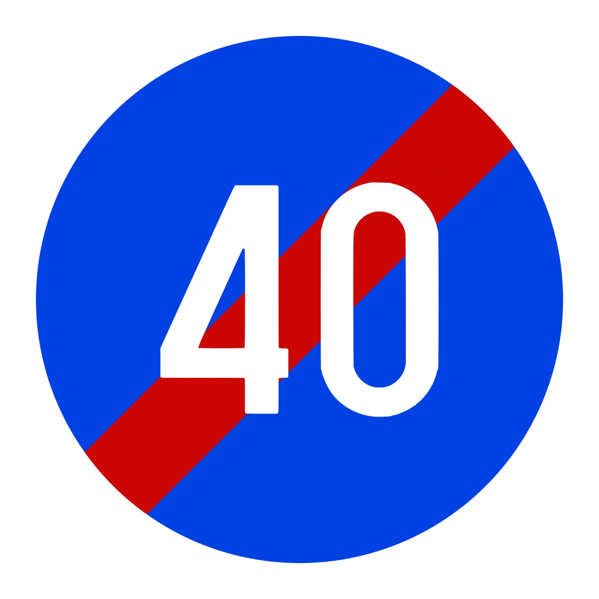 D15 Mandatory Sign – End of Minimum Speed 40 km/h, Ø60 cm, Class I