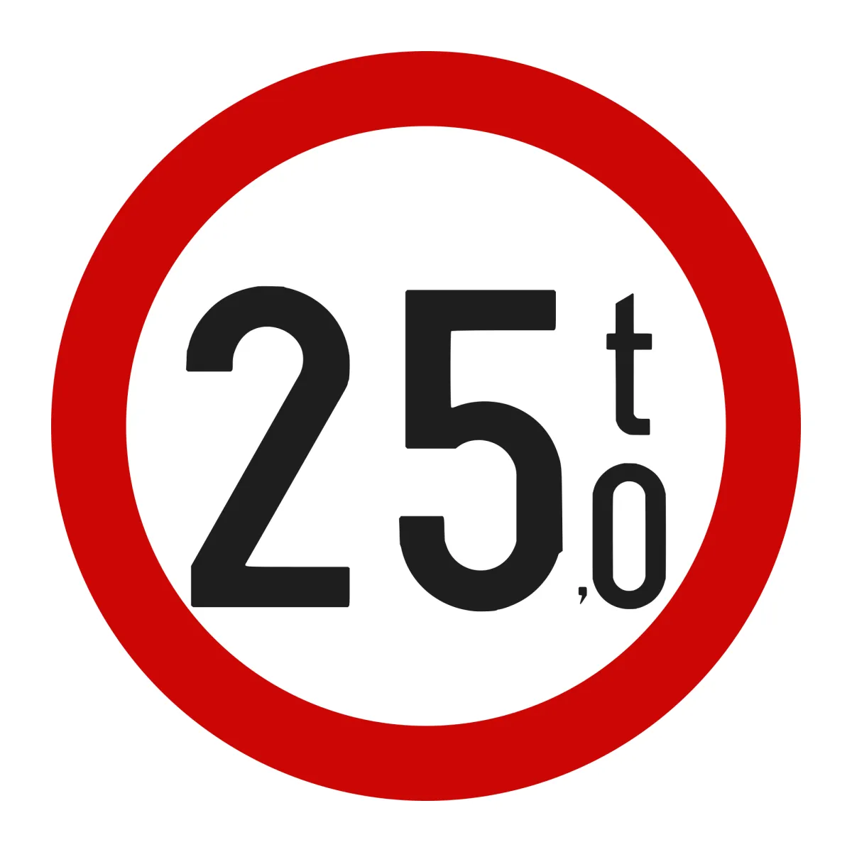 Indicator C18 – Accesul interzis vehiculelor cu masa totală peste 25 t, Ø60 cm, Clasa I
