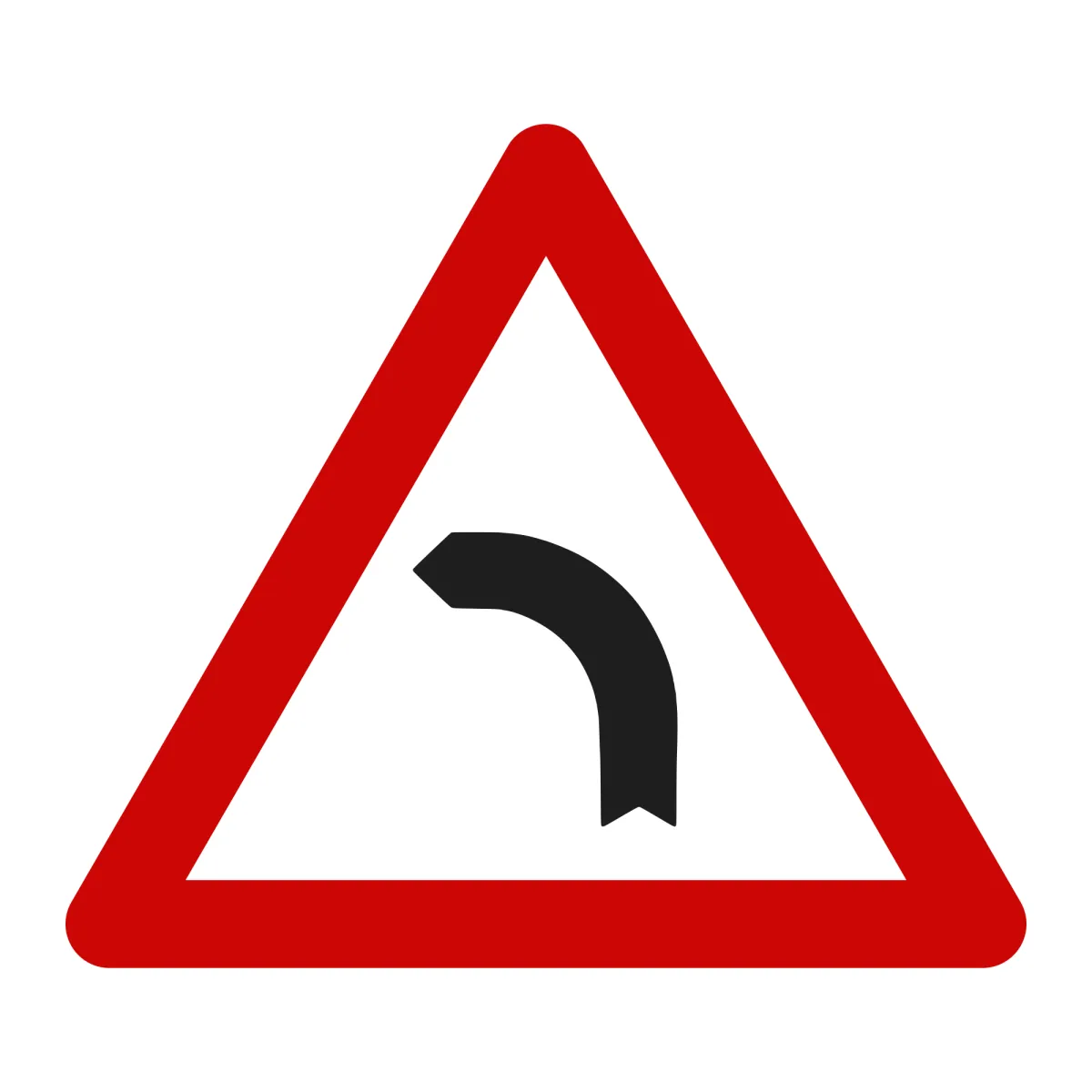 A1 Warning Sign – Left Bend, 70 cm, Class I