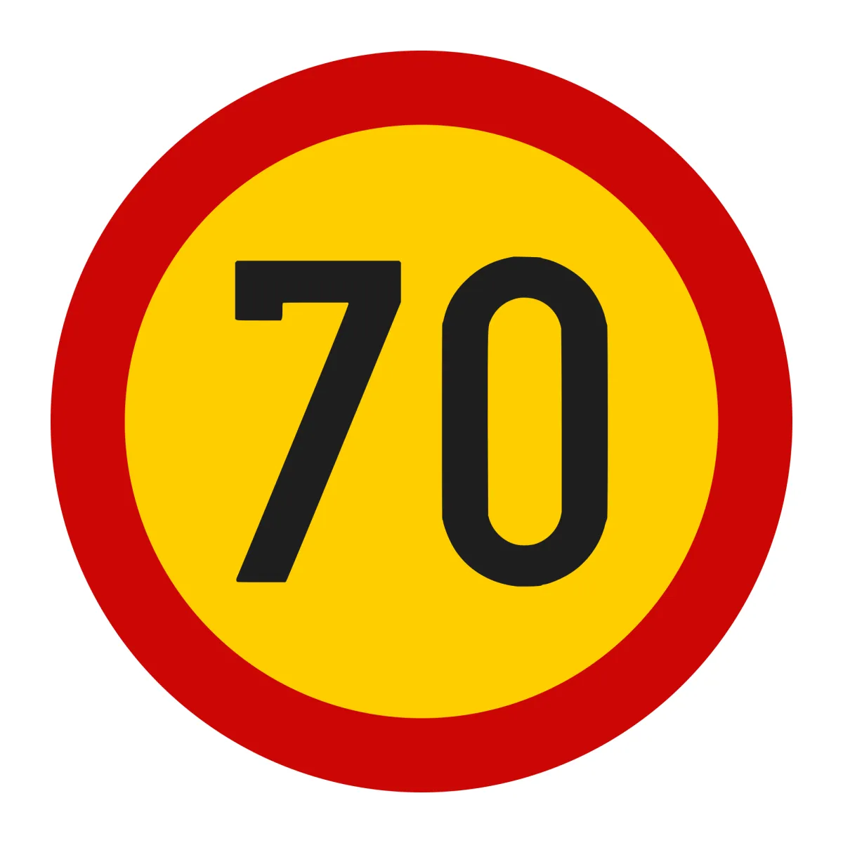 U13 Temporary Sign – Speed Limit 70 km/h, Ø80 cm, Class II