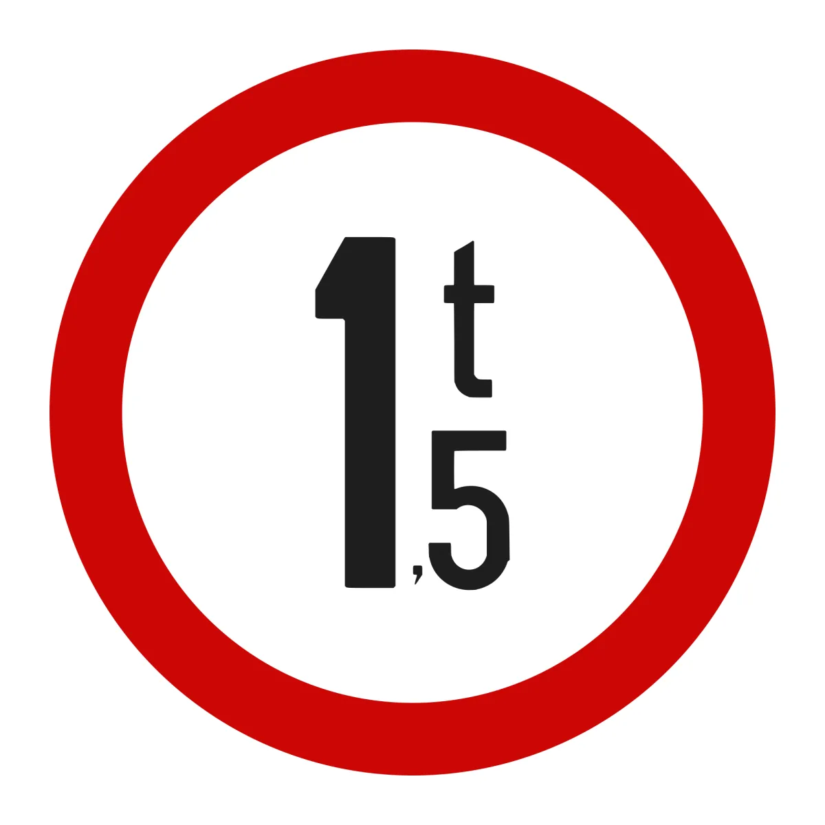 Indicator C18 – Accesul interzis vehiculelor cu masa totală peste 1,5 t, Ø60 cm, Clasa I