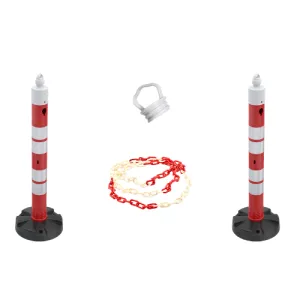 Set 2 Stâlpi Mobili Ø11 x 120 cm cu Lanț de 2 m și Adaptor