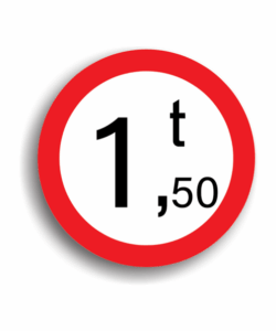 Accesul interzis vehiculelor cu masă mai mare de 1.5 T, indicatoare rutiere