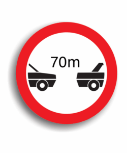 Interzis autovehiculelor de a circula fără a menține între ele un interval de cel puțin 70 M, indicatoare rutiere