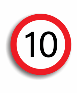 Limitare de viteză 10 km/h, indicatoare rutiere