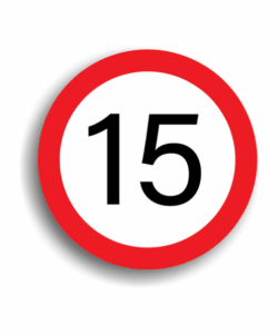 Limitare de viteză 15 km/h, indicatoare rutiere