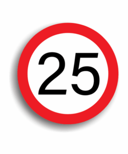 Limitare de viteză 25 km/h, indicatoare rutiere
