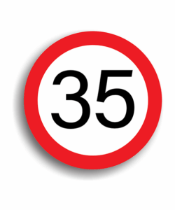 Limitare de viteză 35 km/h, indicatoare rutiere