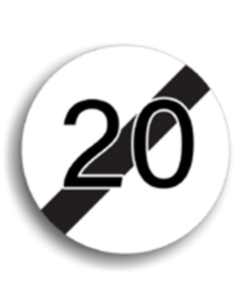 Sfârșitul limitării de viteză 20 km/h, indicatoare rutiere