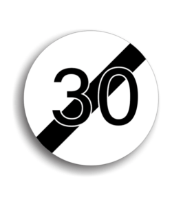 Sfârșitul limitării de viteză 30 km/h, indicatoare rutiere