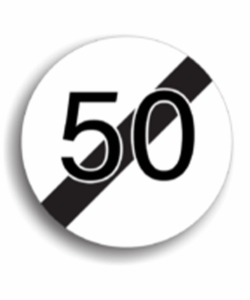 Sfârșitul limitării de viteză 50 km/h, indicatoare rutiere