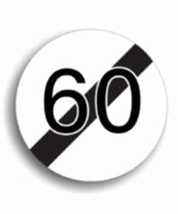 Sfârșitul limitării de viteză 60 km/h, indicatoare rutiere