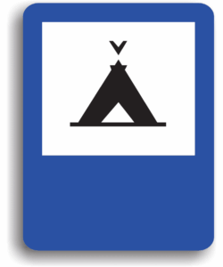 Teren pentru camping (tabără turistică), indicatoare rutiere