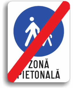 Sfârșitul zonei pietonale, indicatoare rutiere